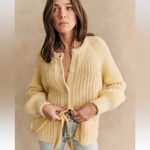 Sezane Emile Cardigan Sweater Pastel Yellow size L Sold Out